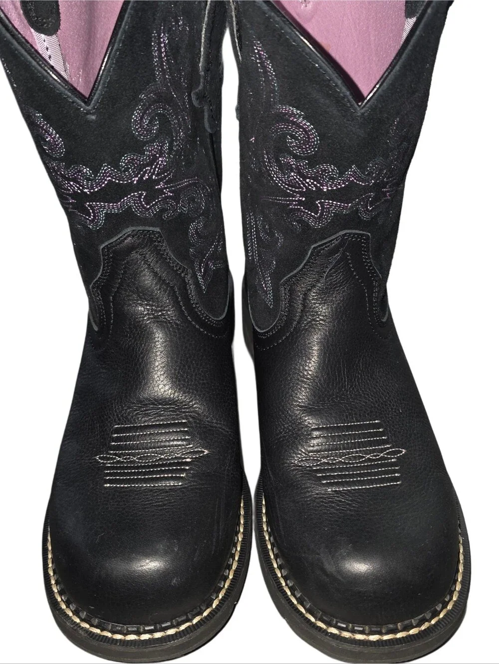 Women's Ariat Fat Baby Black/Deertan Western Boot